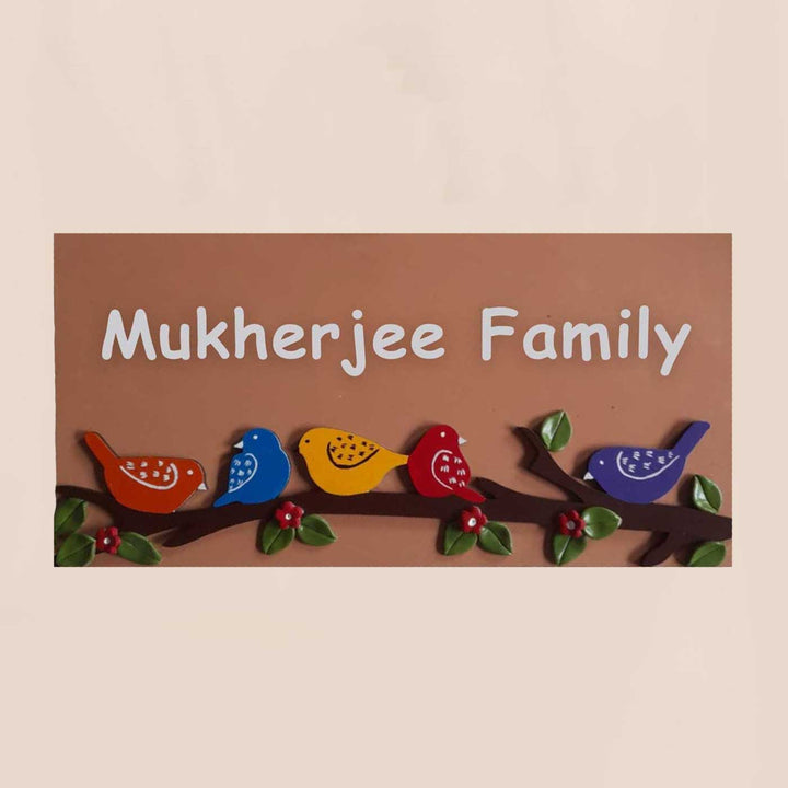 Personalized Handmade Birds On A Branch Rectangle Mdf Wood Name Plate