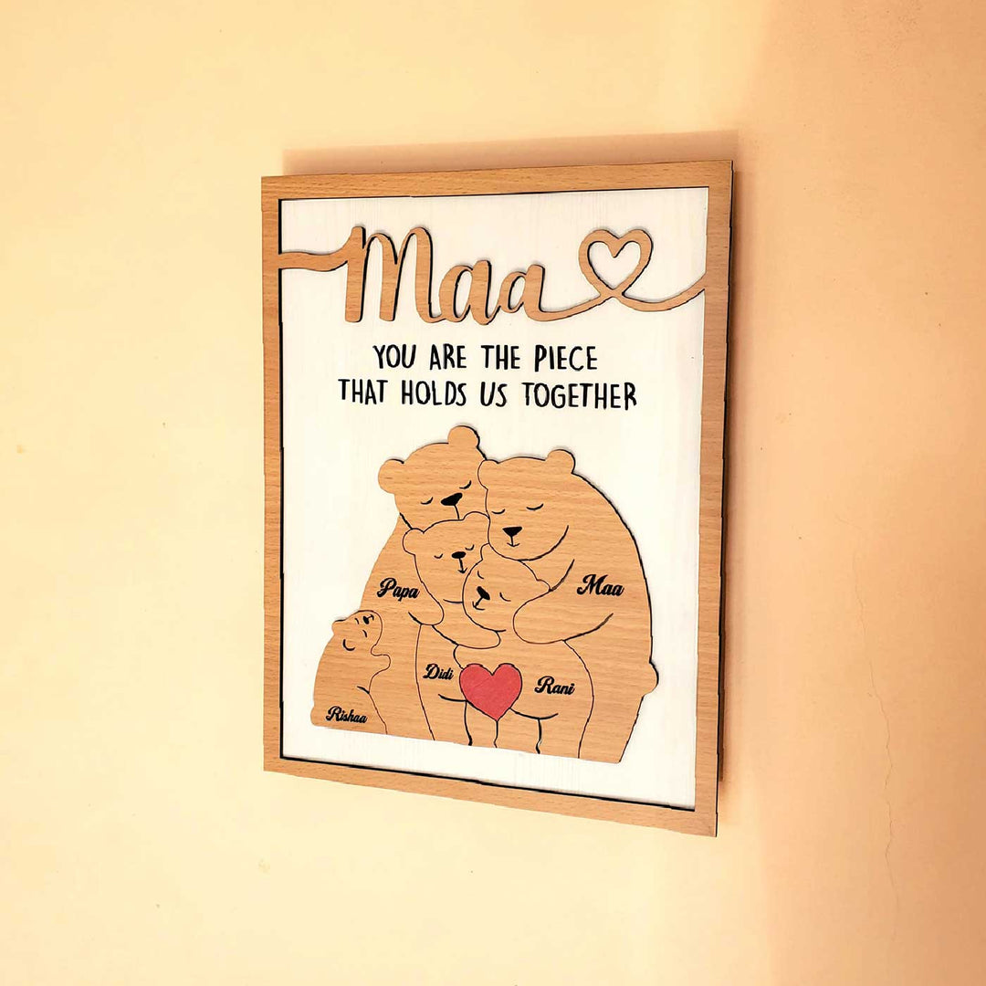 Personalized Bear Family MDF Wood Frame For Mothers