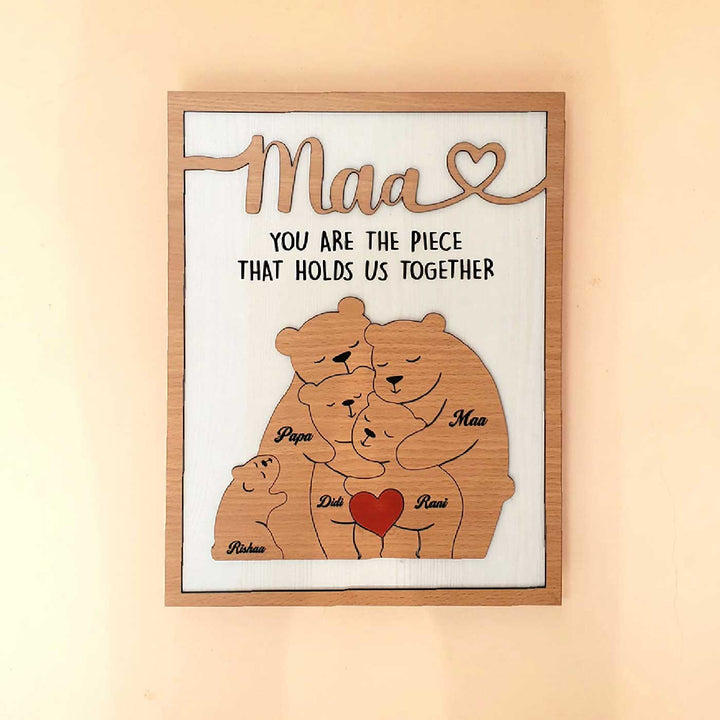 Personalized Bear Family MDF Wood Frame For Mothers