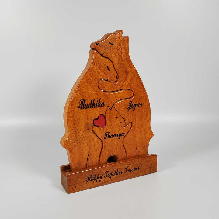 Personalized Bear Parent With Child Neem Wood Figurine