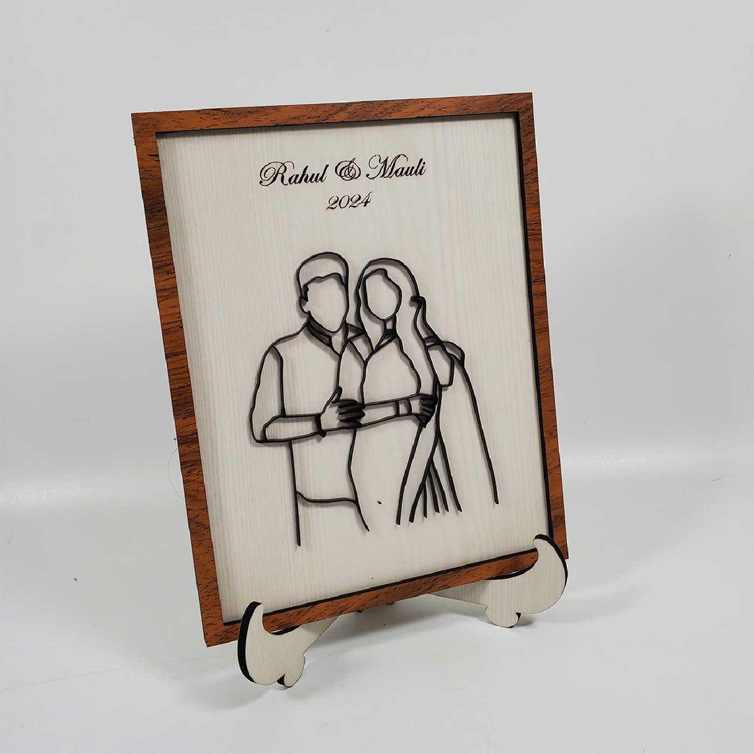 Photo Personalized 3D Line Art MDF Wood Frame