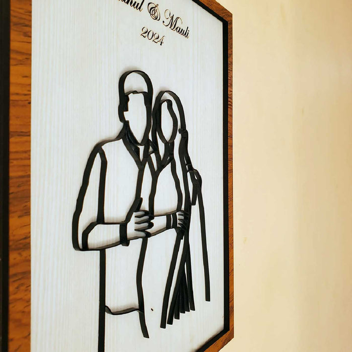 Photo Personalized 3D Line Art MDF Wood Frame