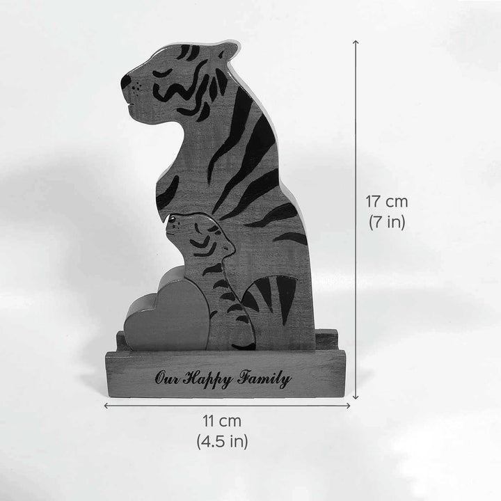 Personalized Tiger Parent With Child Neem Wood Figurine