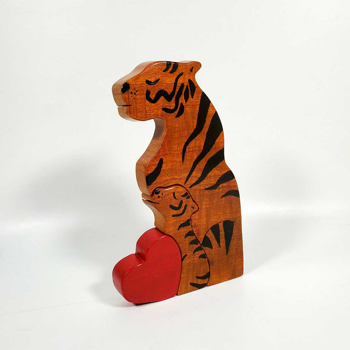 Personalized Tiger Parent With Child Neem Wood Figurine