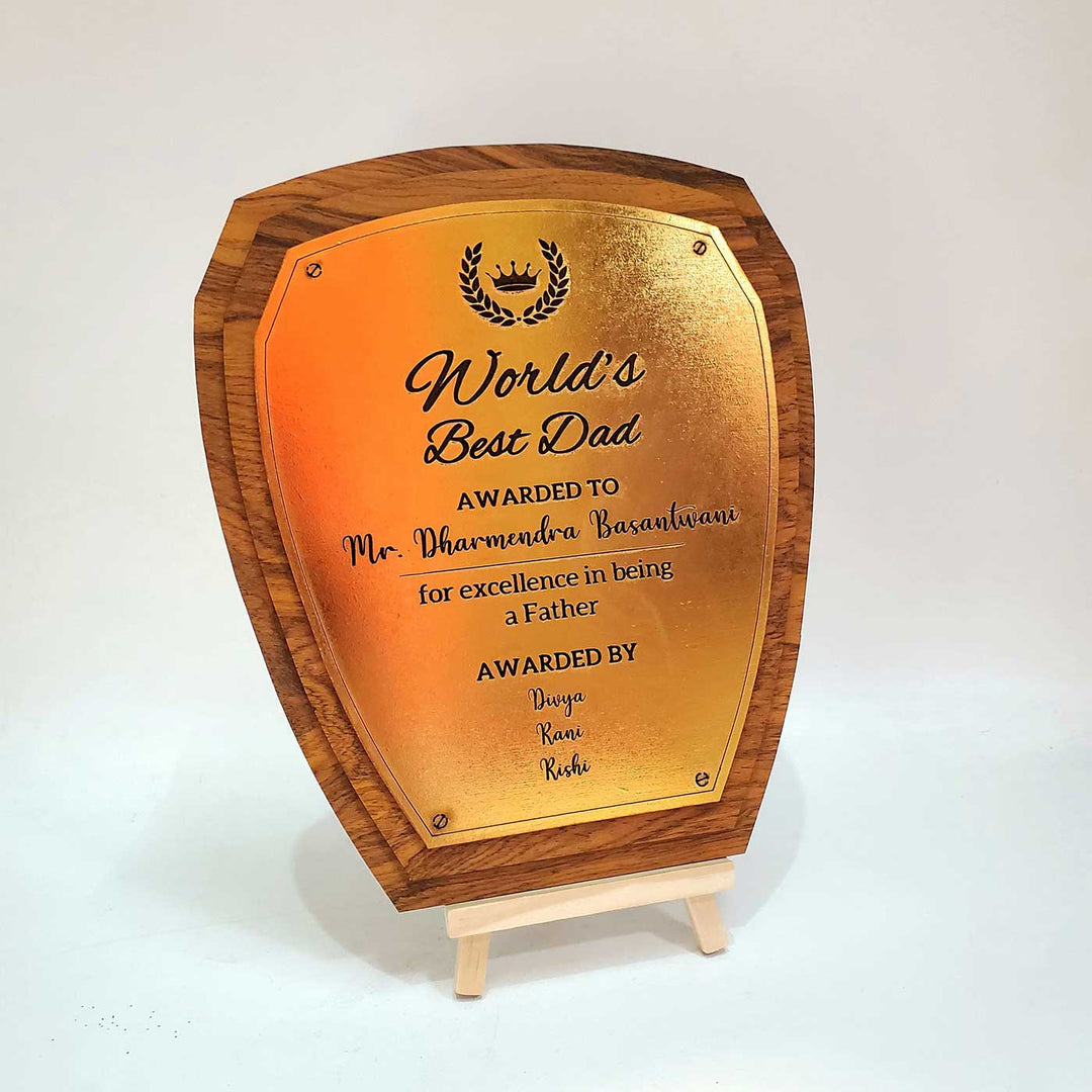 Personalized "World's Best Dad" MDF Wood Award For Fathers