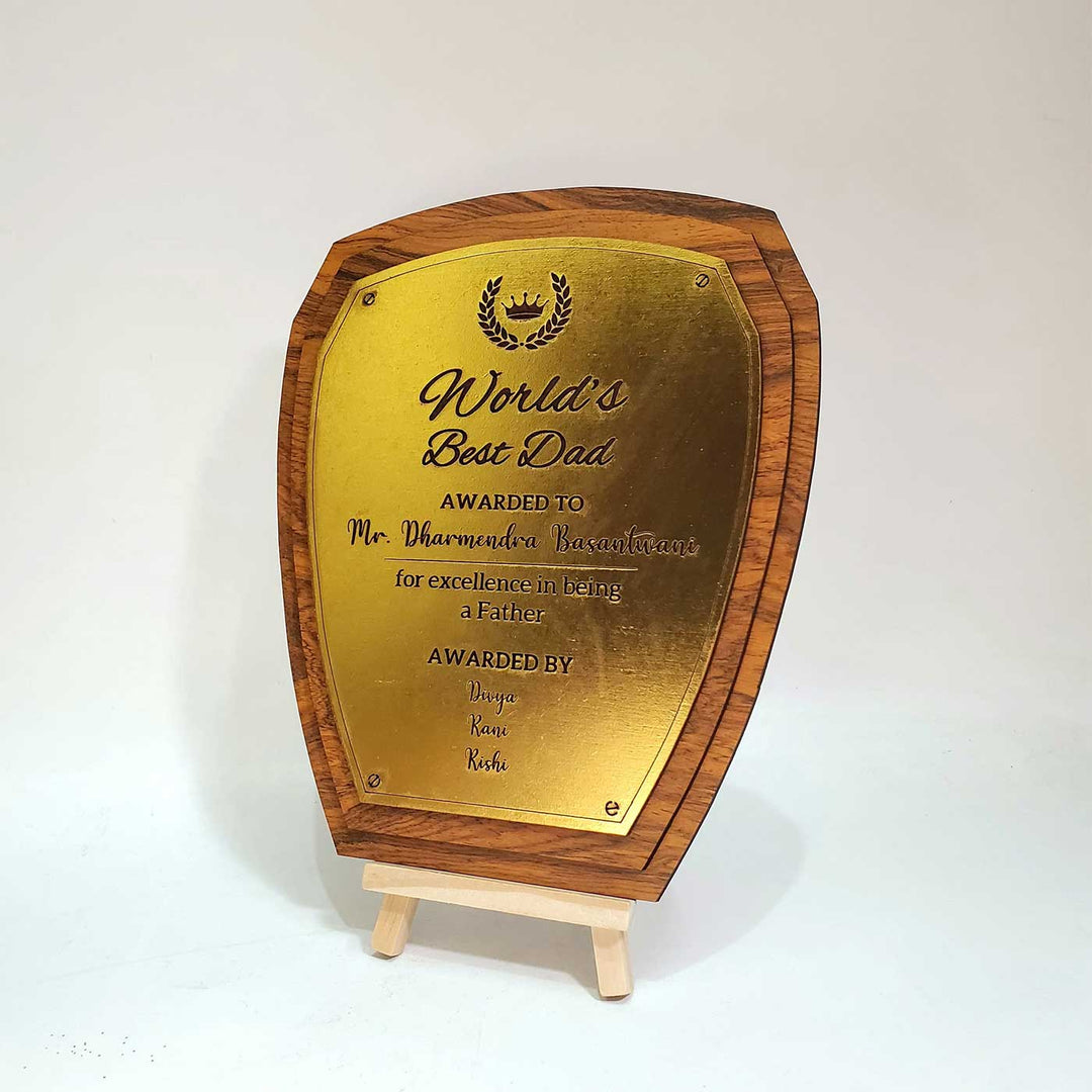 Personalized "World's Best Dad" MDF Wood Award For Fathers