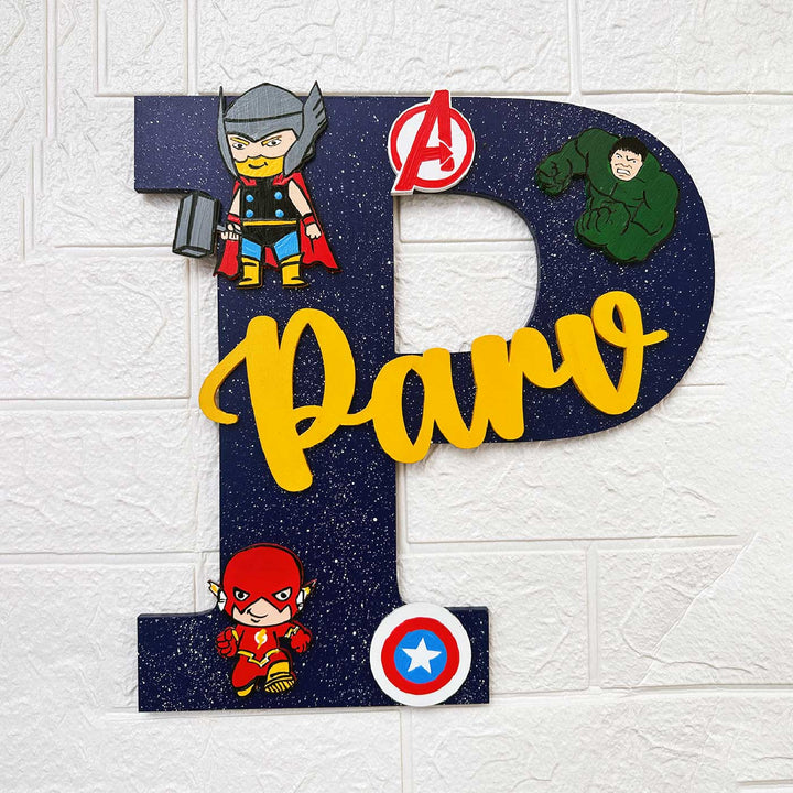 Personalized Hand-painted Avengers Adventure MDF Wood Monogram With 3D Letters