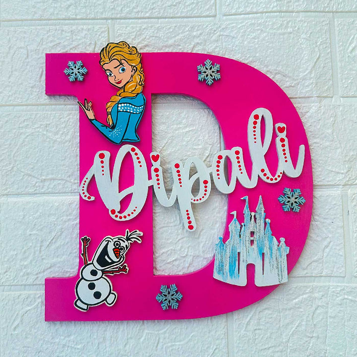 Personalized Hand-painted Elsa Adventure MDF Wood Monogram With 3D Letters