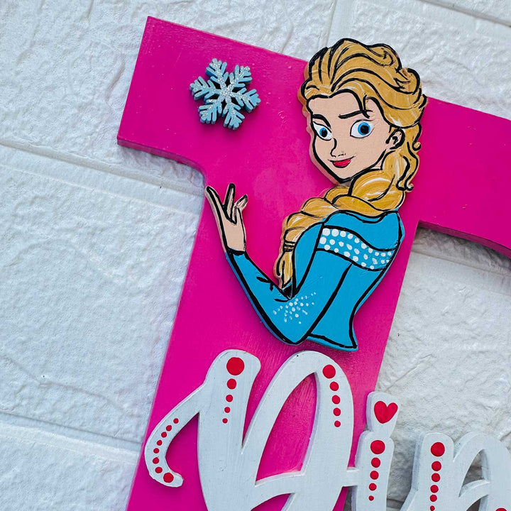 Personalized Hand-painted Elsa Adventure MDF Wood Monogram With 3D Letters