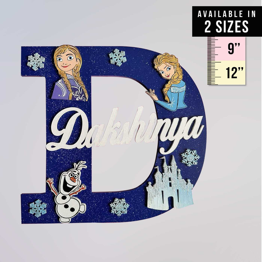 Personalized Hand-painted Elsa and Anna Adventure MDF Wood Monogram With 3D Letters