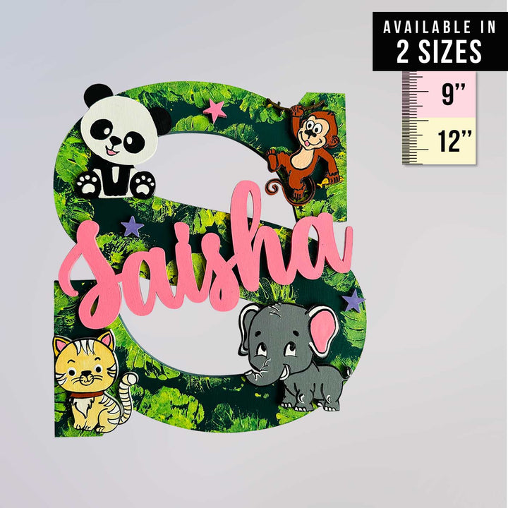 Personalized Hand-painted Jungle Adventure MDF Wood Monogram With 3D Letters