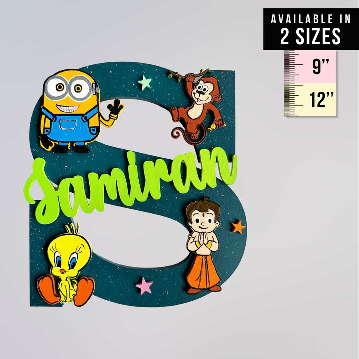 Personalized Hand-painted Cartoon Character Fun MDF Wood Monogram With 3D Letters