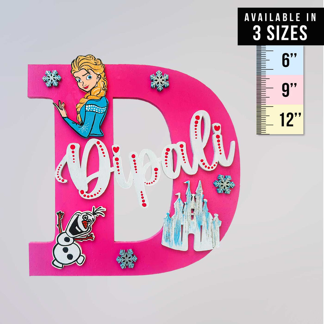 Personalized Hand-painted Elsa Adventure MDF Wood Monogram With 3D Letters