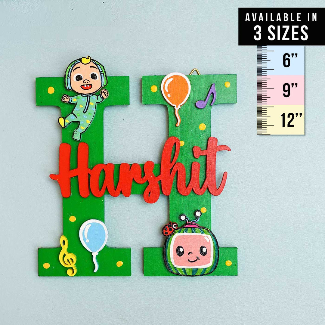 Buy Hand Painted Personalised Kids Cocomelon & Balloon Themed Monogram  Nameplate Online On Zwende