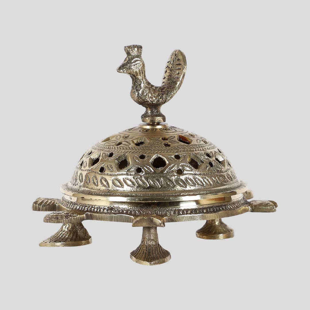 Handmade Tortoise Brass Dhoop Fumer