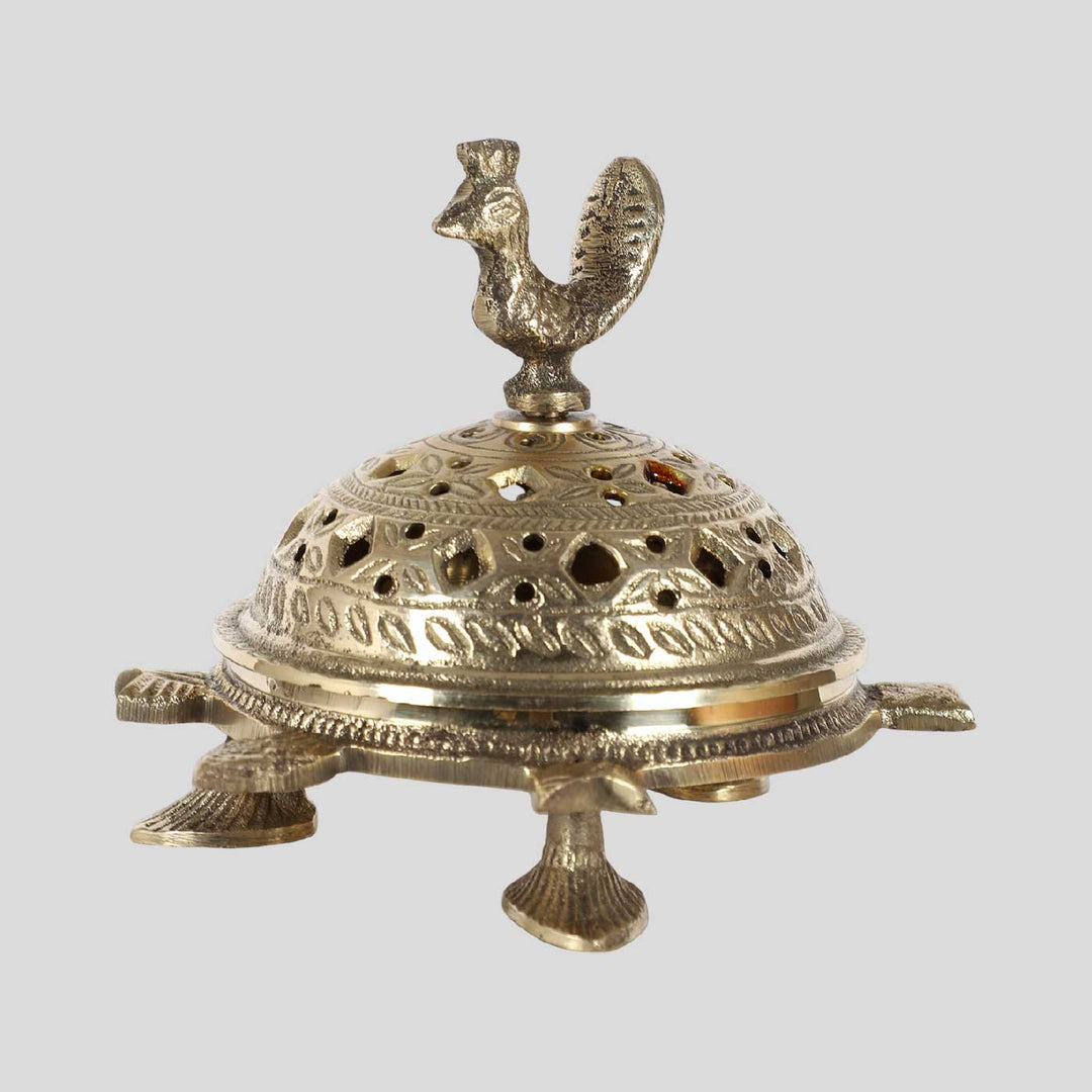 Handmade Tortoise Brass Dhoop Fumer