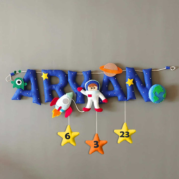 Hand-stitched Space Themed Felt Name Bunting