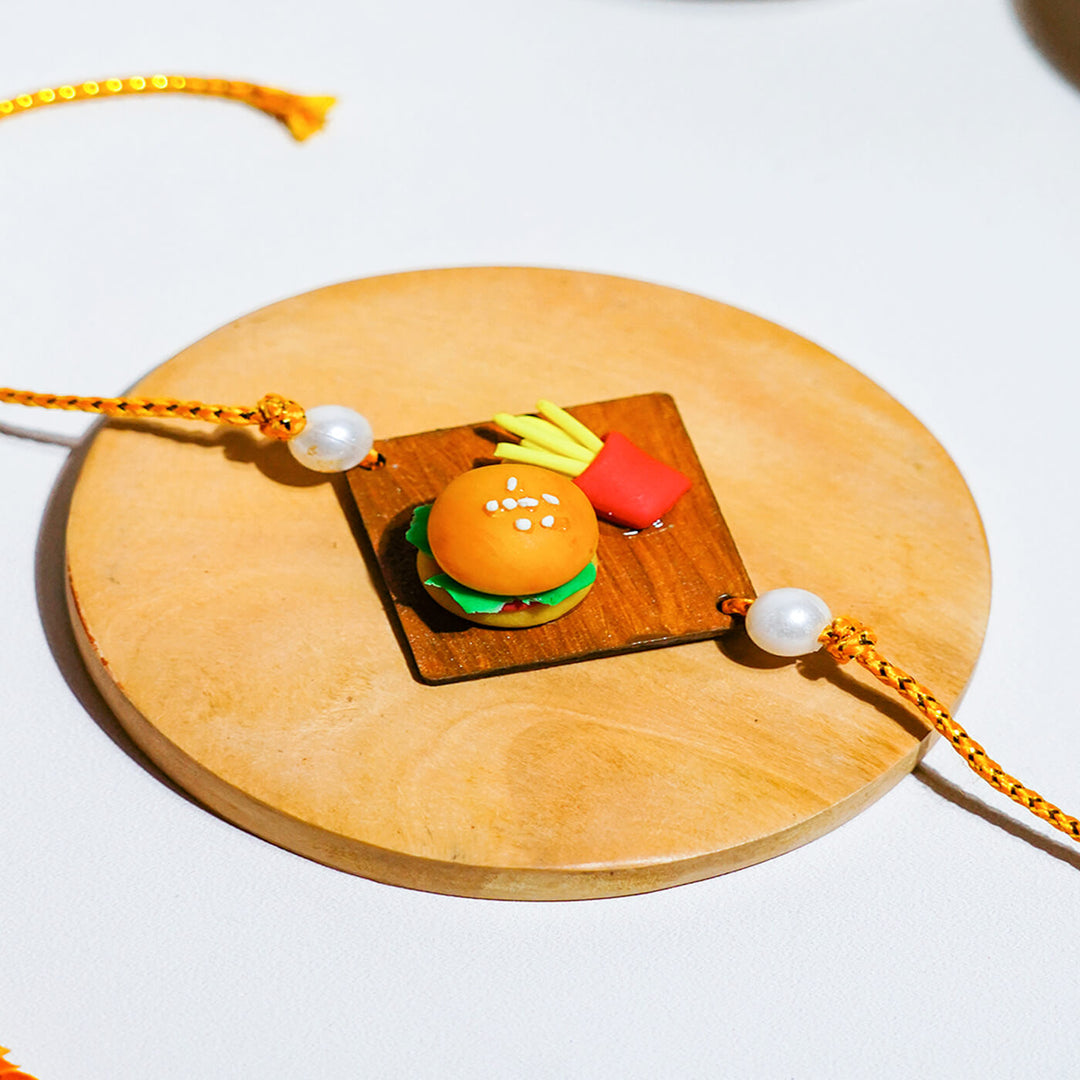 Handmade Dosa Food Themed Clay Rakhi With Roli Chawal