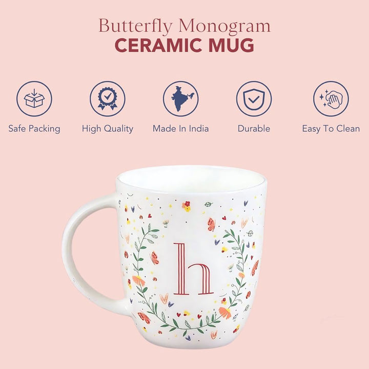 Butterfly Monogram Fine China Mug | 300 ML