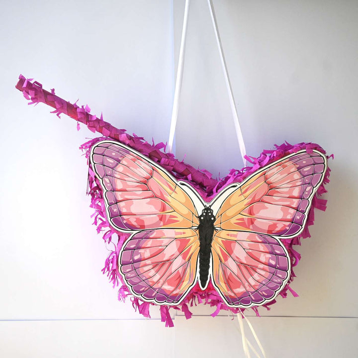 Handmade Butterfly Theme Pull String Pinata With Stick For Birthday Party Decoration