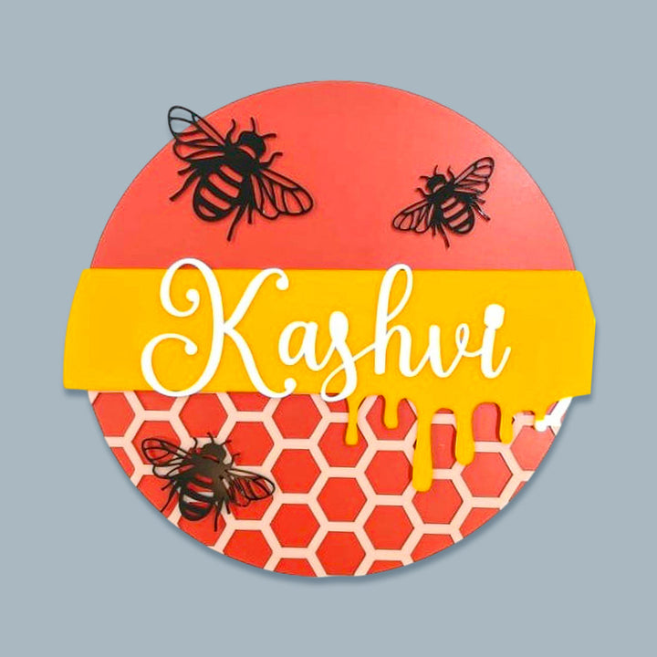 Personalized Bee House Theme Acrylic Kids Name Plate