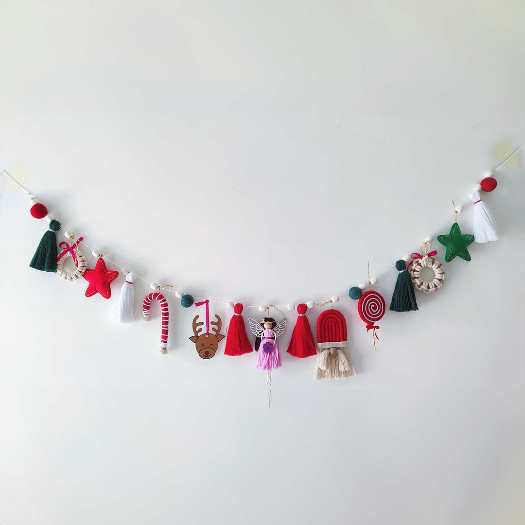 Handmade Macrame Cotton Garland/ Bunting for Christmas Door Decoration