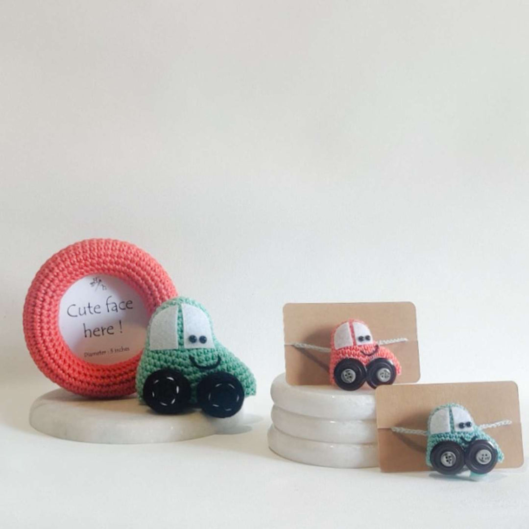 Handmade Crochet Crazy Cars Kids Rakhi With Roli Chawal