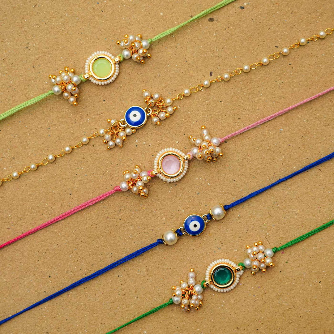 Reusable Resin Kundan Rakhi With Roli Chawal For Brother