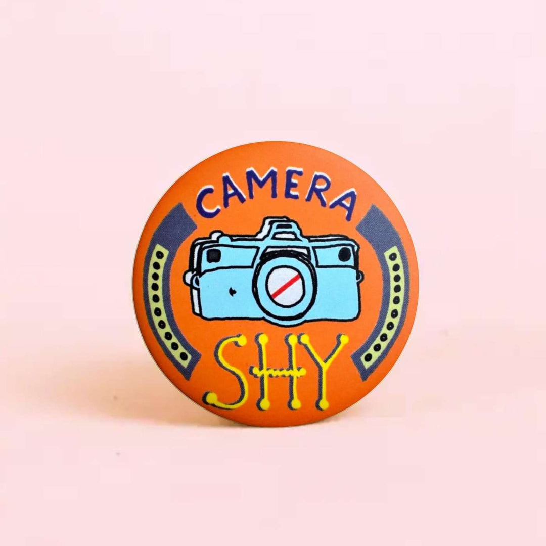 Handmade "Camera Shy" Badge With Magnet