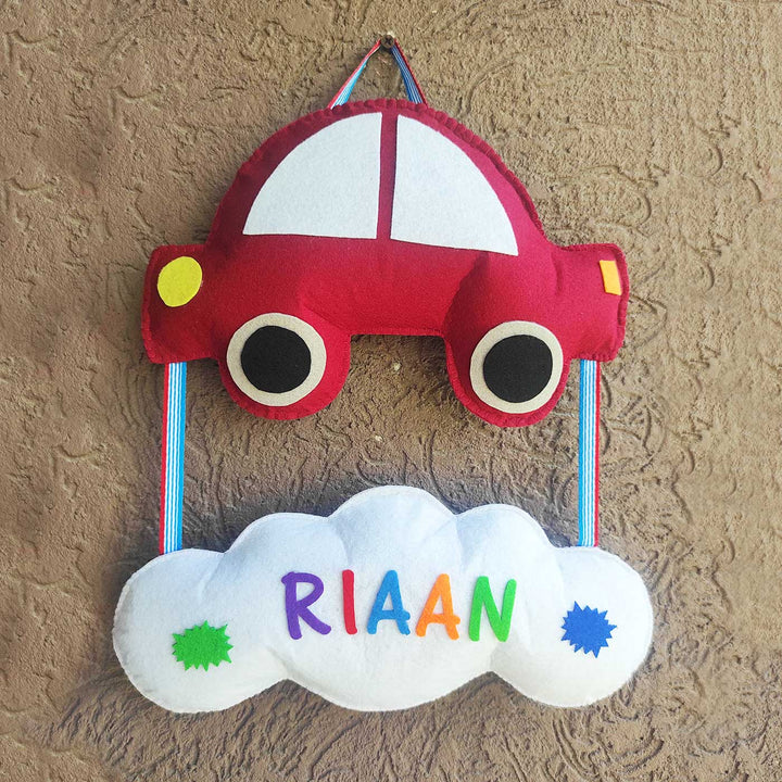 Personalized Handmade Car Theme Felt Name Plate