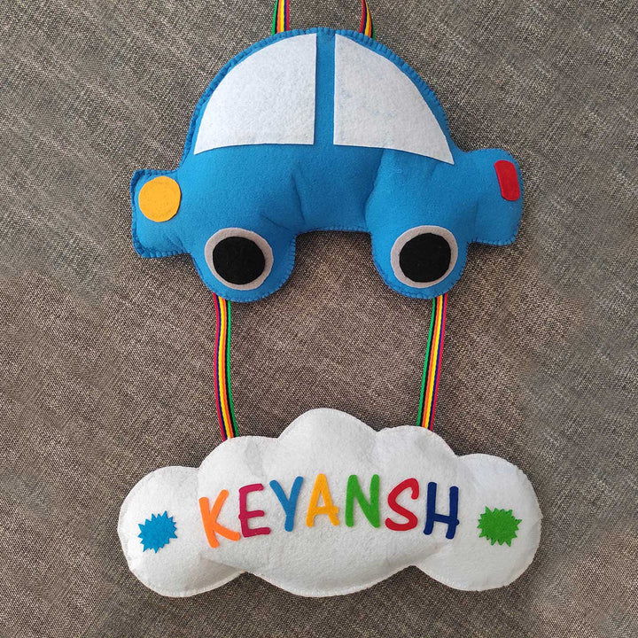 Personalized Handmade Car Theme Felt Name Plate