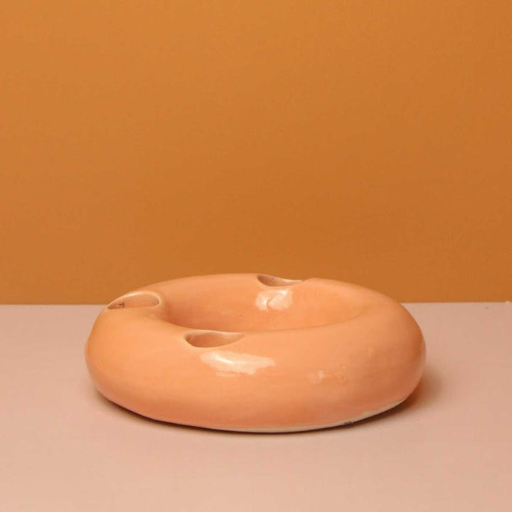 Handmade Orange Donut Ceramic Candle Holder