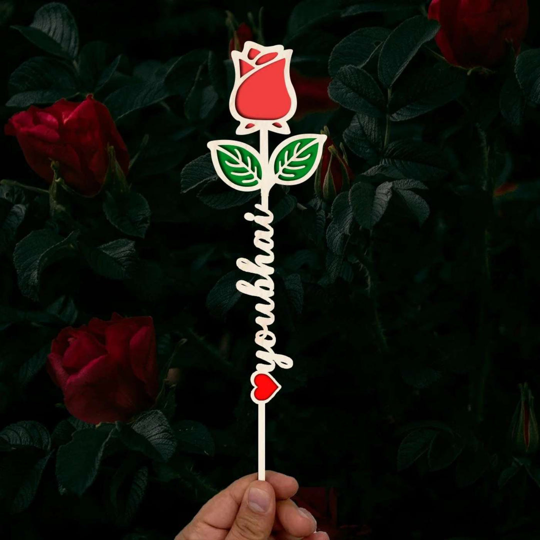 Handmade Love You Bhai Wooden Rose Rakhi Gift