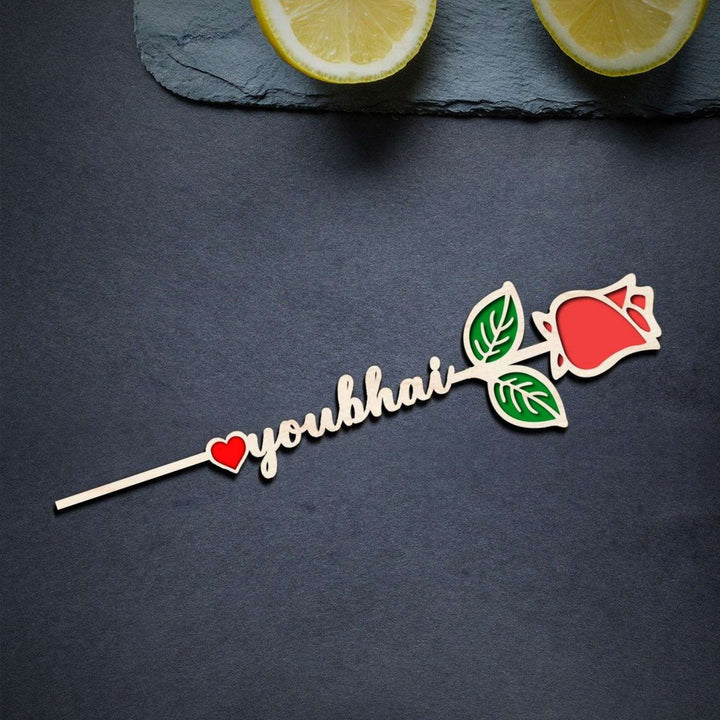 Handmade Love You Bhai Wooden Rose Rakhi Gift