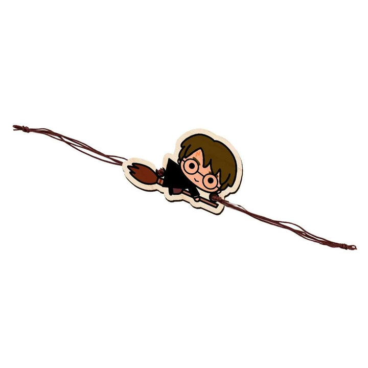 Handmade Harry Potter Broom Wooden Kids Rakhi With Roli Chawal