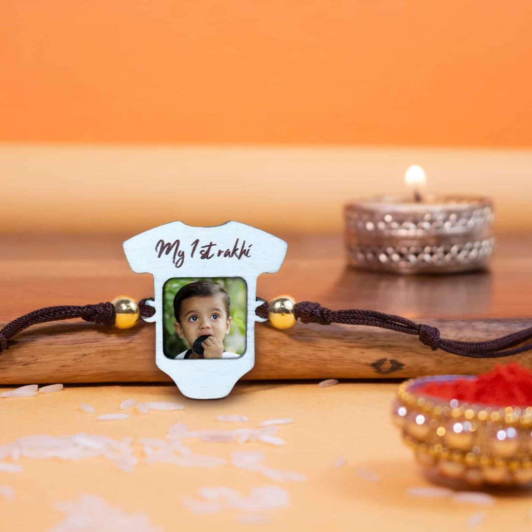 Photo Personalized 'My First Rakhi' Wooden Kids Rakhi For Newborns