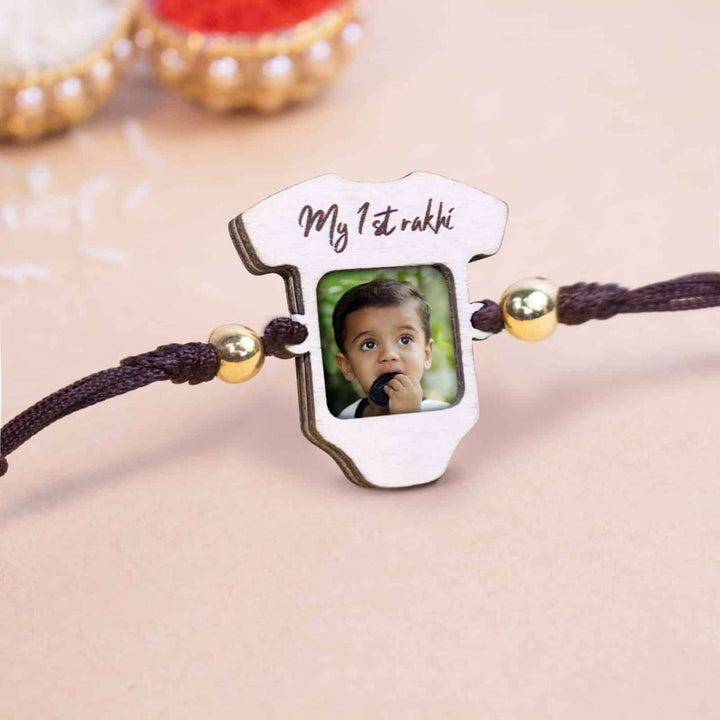 Photo Personalized 'My First Rakhi' Wooden Kids Rakhi For Newborns