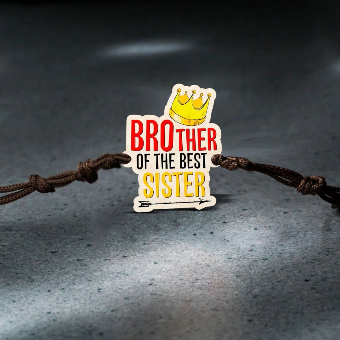 Handmade Brother of Best Sister Wooden Rakhi With Roli Chawal