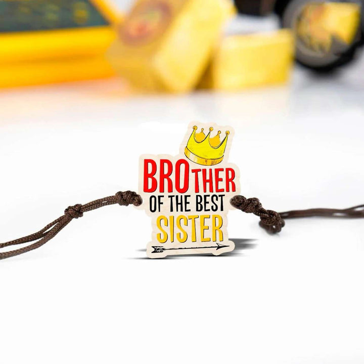 Handmade Brother of Best Sister Wooden Rakhi With Roli Chawal