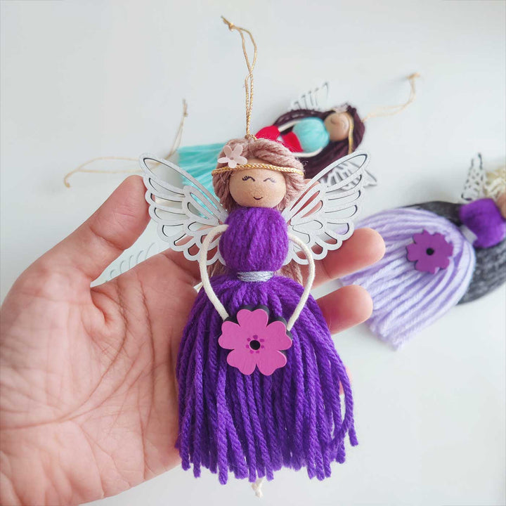 Handmade Fairy Macrame Cotton Ornament For Christmas Tree Decoration