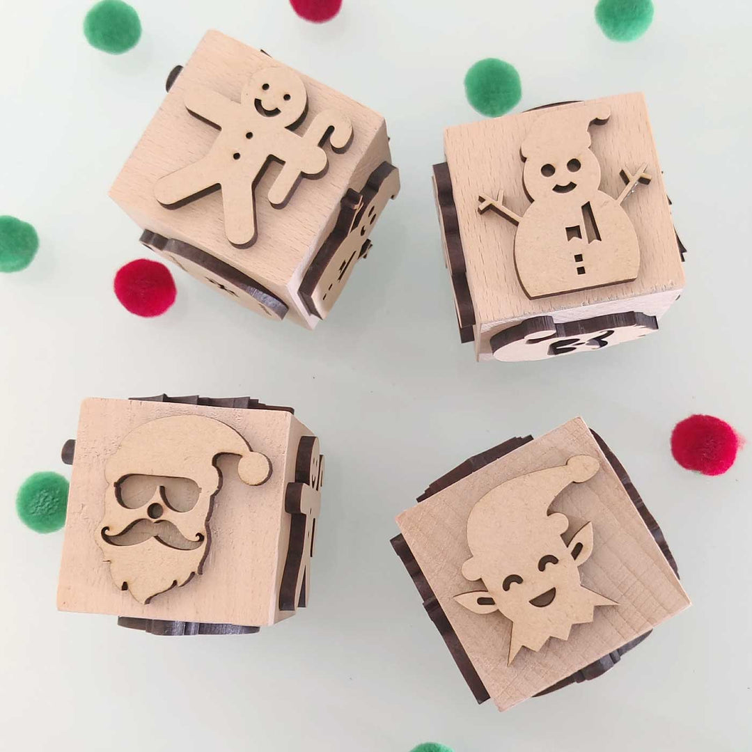 Handmade Christmas Play Dough Stamp Cube | Set of 2