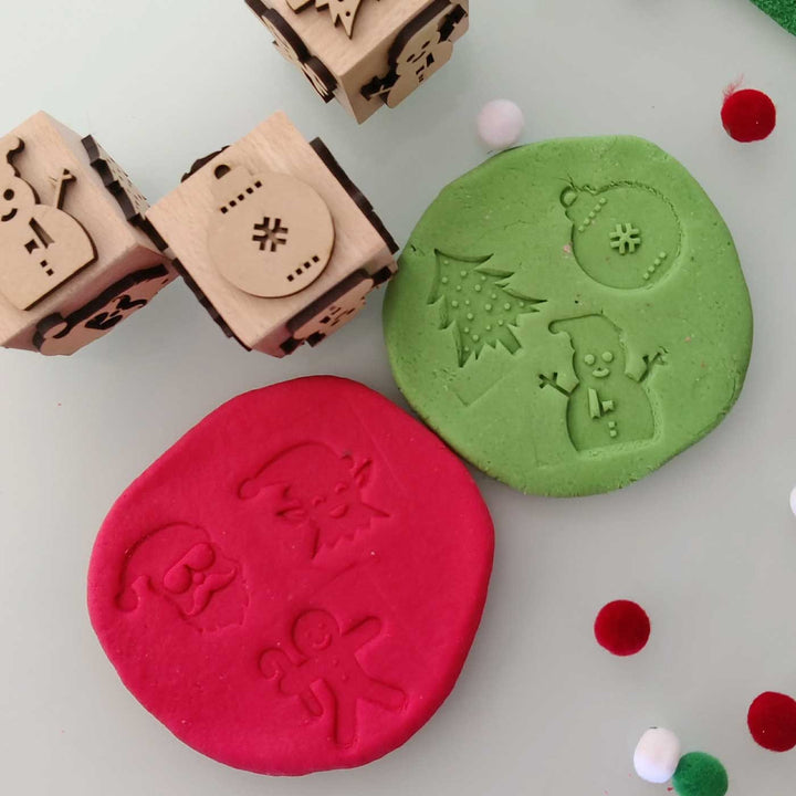 Handmade Christmas Play Dough Stamp Cube | Set of 2