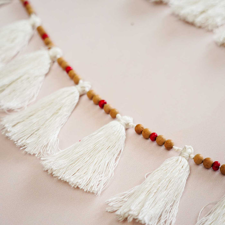 Handmade White Tassel Garland/ Bunting For Christmas Wall Decoration