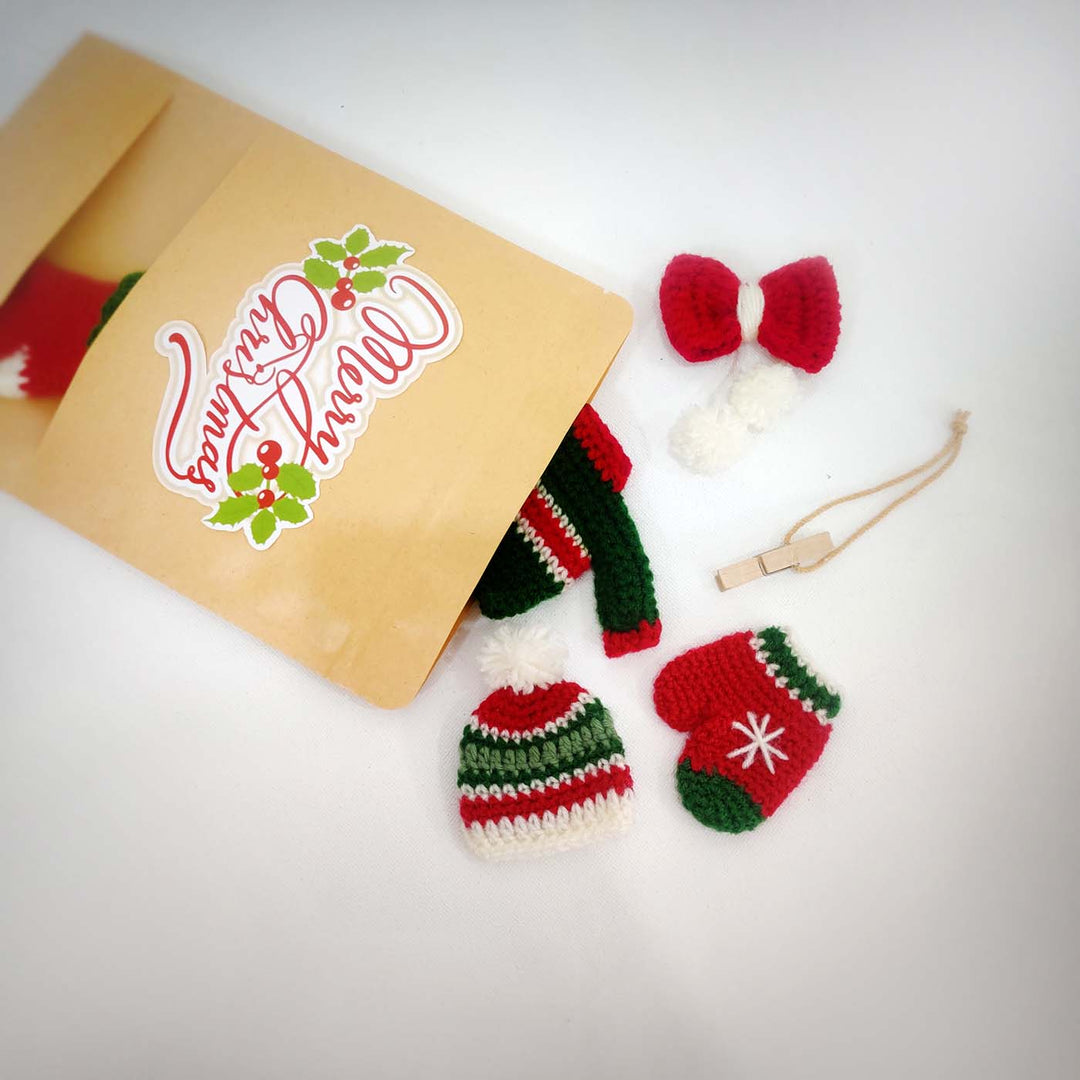 Handmade Christmas Clothing Crochet Ornaments For Christmas Tree Decoration | Set Of 5