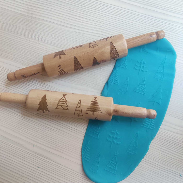 Handmade Christmas Theme Wooden Rolling Pin