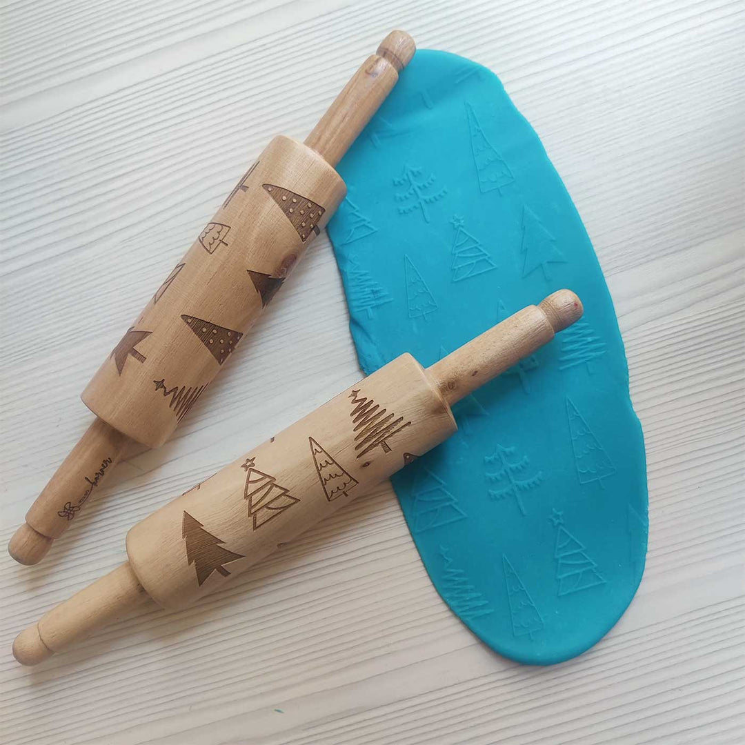 Handmade Christmas Theme Wooden Rolling Pin