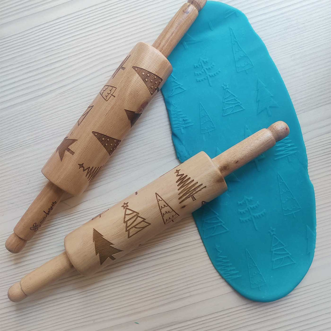 Handmade Christmas Theme Wooden Rolling Pin