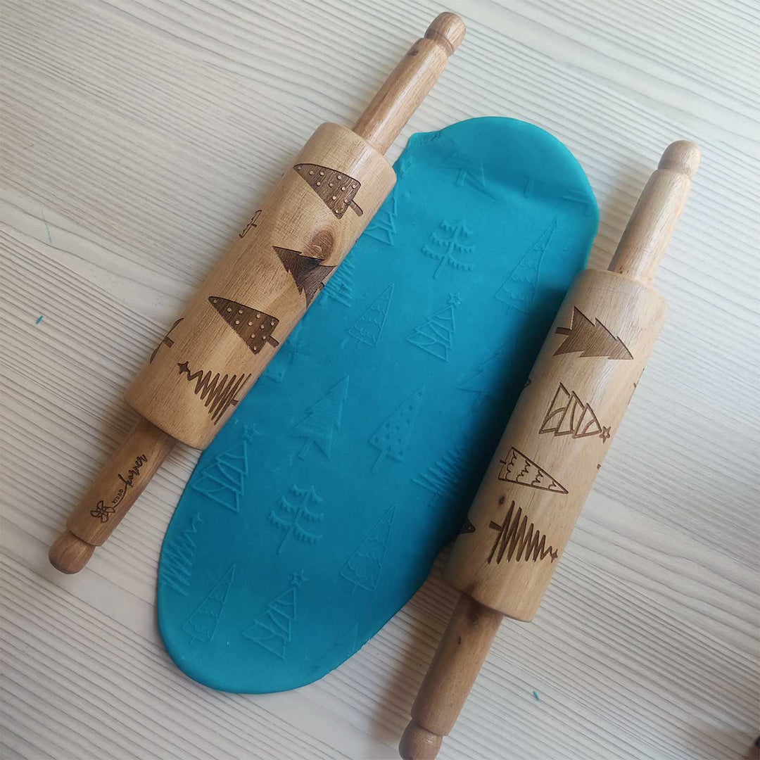 Handmade Christmas Theme Wooden Rolling Pin