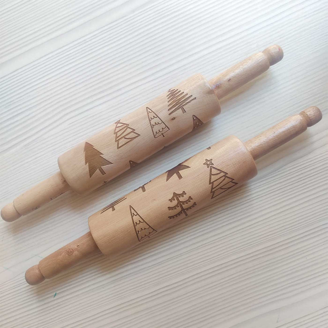 Handmade Christmas Theme Wooden Rolling Pin