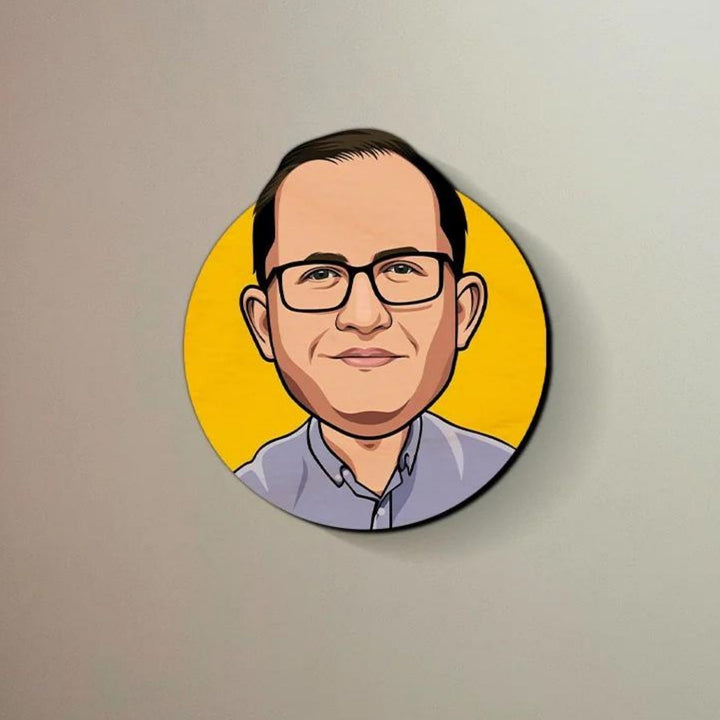 Personalised Printed Round Caricature Fridge Magnet